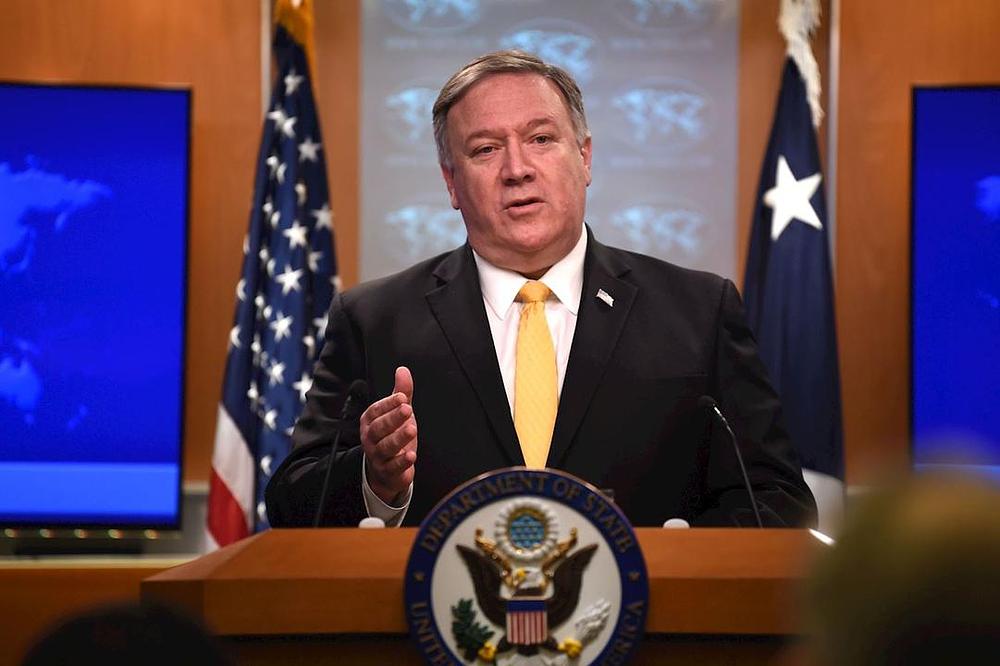 Michael Pompeo, državni sekretar, govori o američkom Izvještaju o stanju ljudskih prava u svijetu u 2019. godini, na konferenciji za novinare 11. marta 2020. godine. 