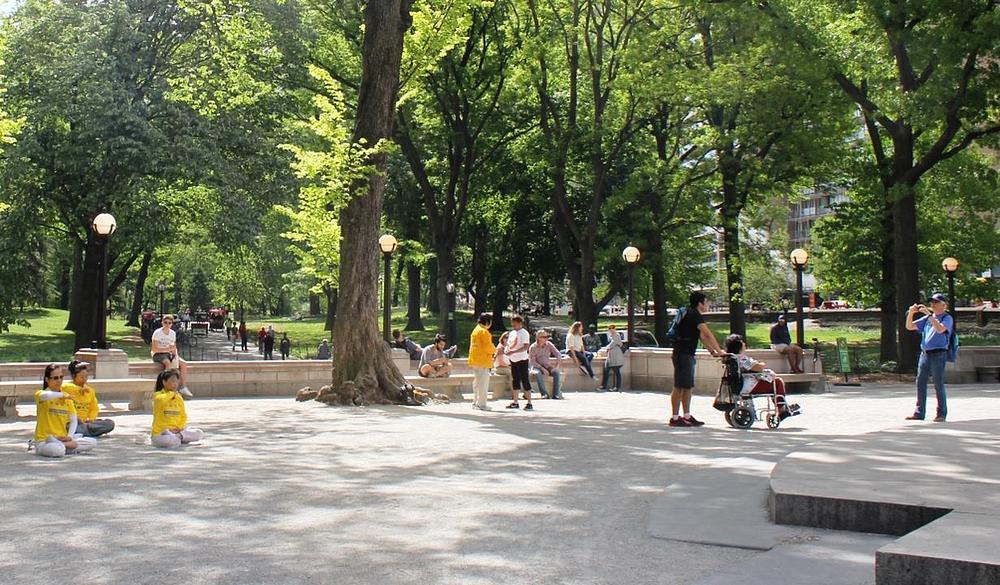 Gospodin Ricardo N. Castilla (na slici desno) je u posjeti New Yorku u pratnji supruge i sina.
Primijetili su praktikante kako izvode vježbe na Columbus Crcle na jednom od ulaza u Central park. „Zbilja je prekrasno iznenađenje vidjeti veoma organiziranu grupu ljudi kako izvodi duboku meditaciju. Zbilja fantastično. Nikada ranije nisam vidio ništa slično.
