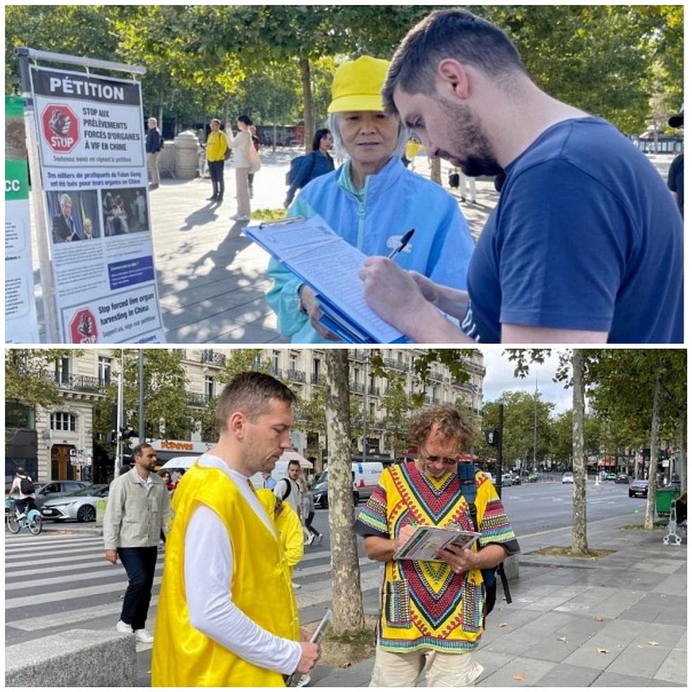 Prolaznici potpisuju peticiju kojom se poziva na prekid progona Falun Dafa u Kini.