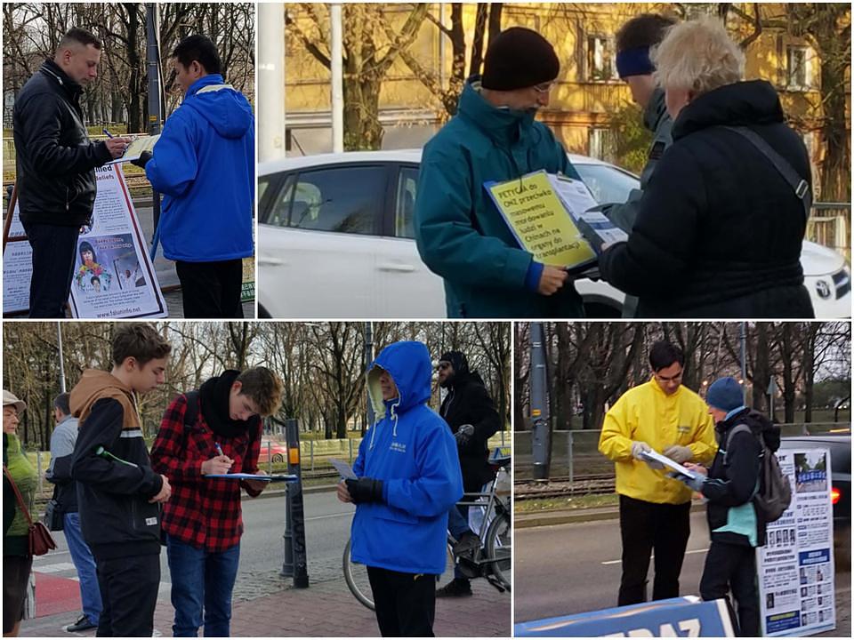 Prolaznici potpisuju peticiju podržavajući napore da se prekine njegov progon u Kini.