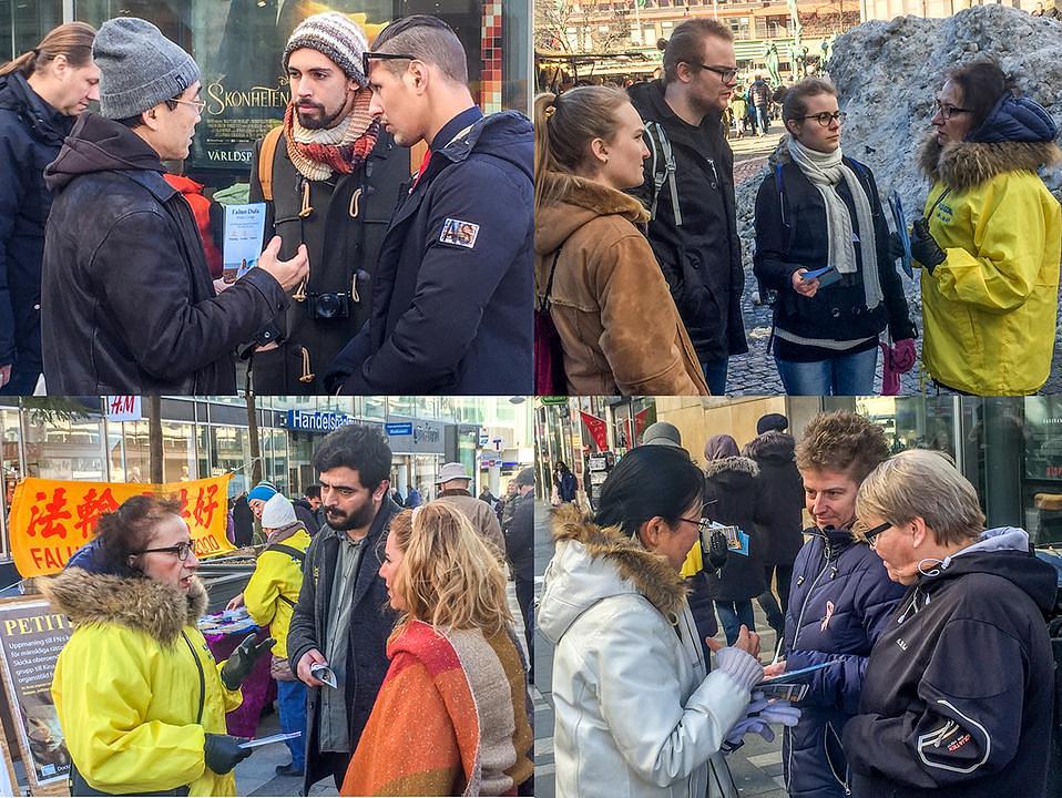 Objašnjavanje progona Falun Gonga u Kini prolaznicima.