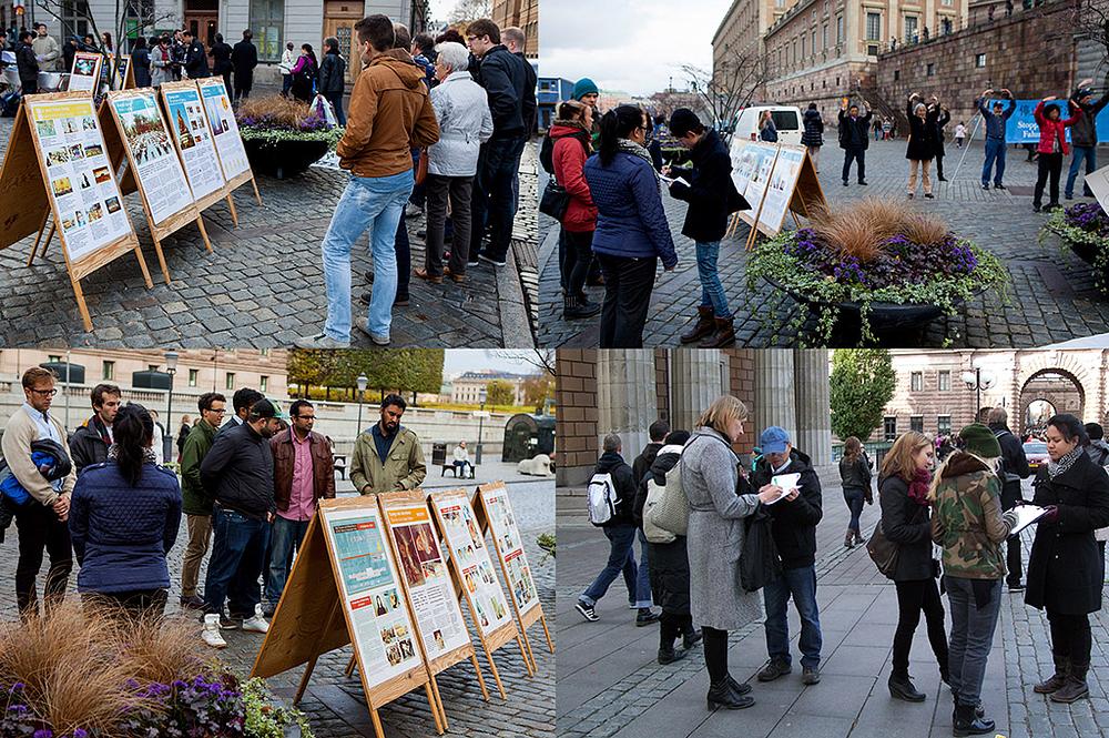 Prolaznici pažljivo čitaju informativne plakate praktikanata