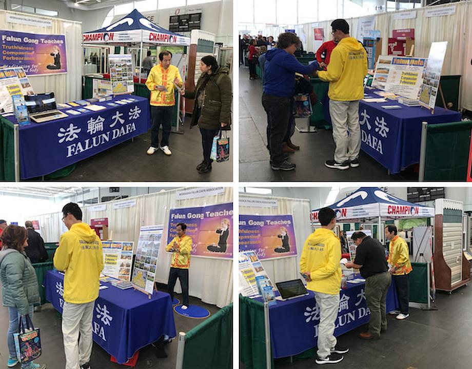 Falun Gong štand na sajmu zdravlja u Nebraski