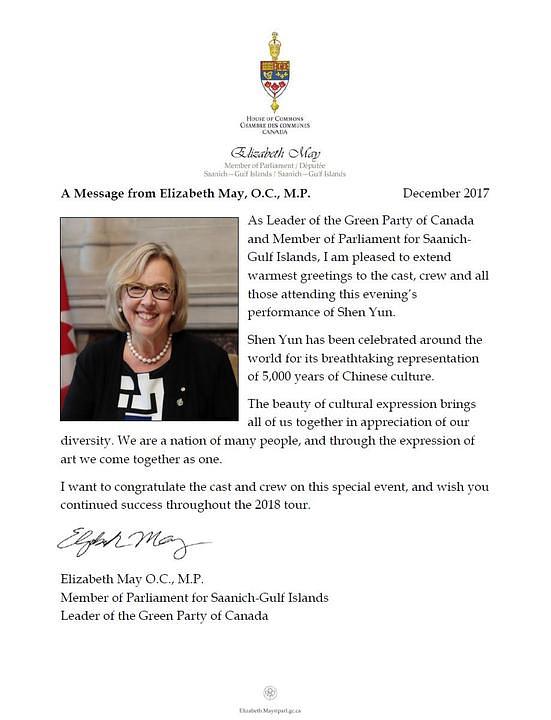 Elizabeth May, lider Partije zelenih i njeno pismo 