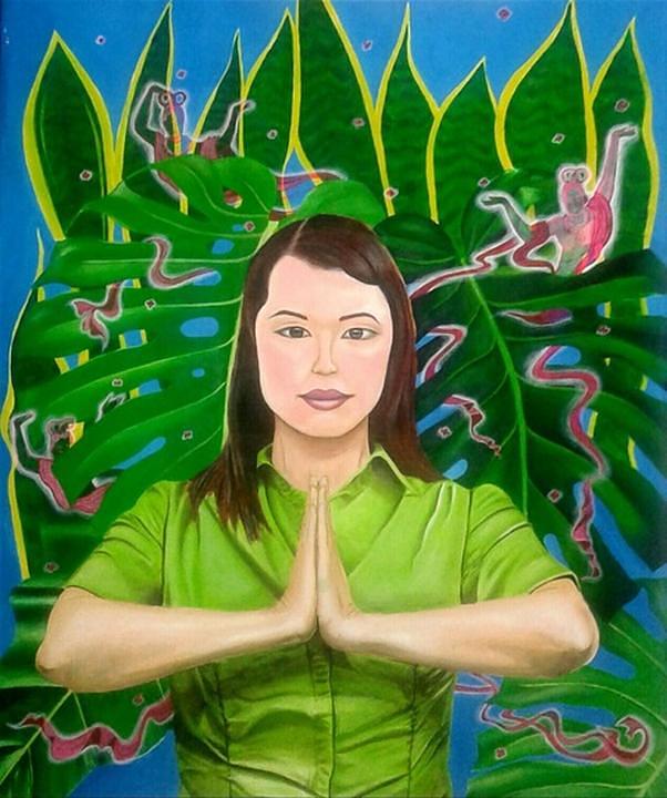 „Orijentalni pozdrav", akrilna boja na platnu, 0,50 x 0,60 m.