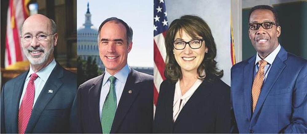 (S lijeva na desno) Guverner Pennsylvanije Tom Wolf, američki senator Bob Casey, državna zastupnica Mary Louise Isaacson i predsjednik Gradskog vijeća Philadelphije Darrell L. Clarke 