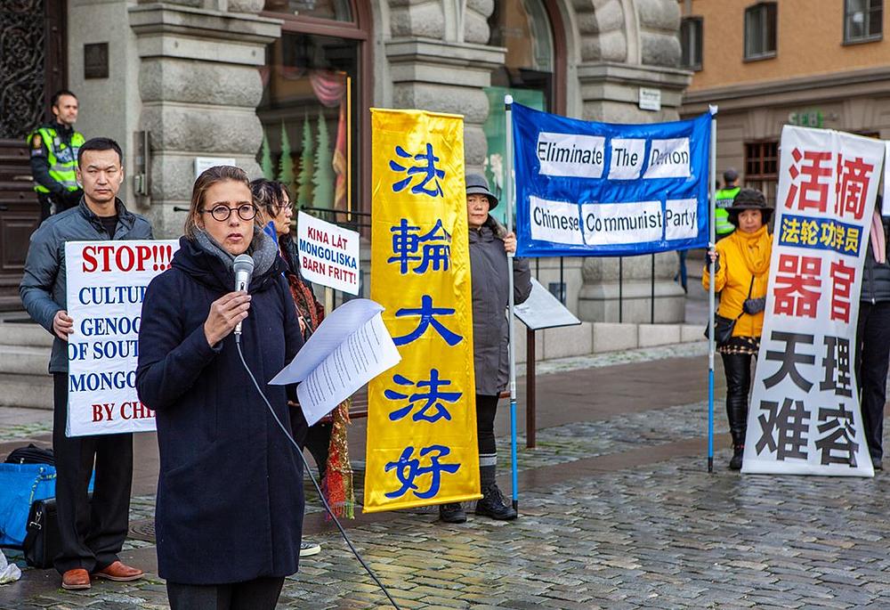 Caroline Edelstam, predsjedavajuća fondacije Edelstam, govori na skupu.