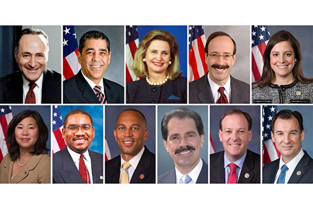 Prije nastupa Shen Yuna u New Yorku kompanija je primila riječi  pozdrava od američkog senatora Charlesa E. Schumera (gore lijevo) i sljedećih američkih zastupnika: (s lijeva na desno, odozgo prema dolje) Adriano Espaillat, Carolyn B. Maloney, Eliot L. Engel, Elise M. Stefanik, Grace Meng, Gregory W. Meeks, Hakeem S. Jeffries, José E. Serrano, Lee M. Zeldin i Thomas R. Suozzi. 