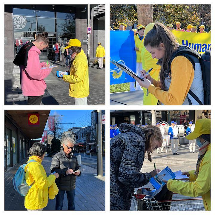 Prolaznici potpisuju peticiju za okončanje progona u Kini. 