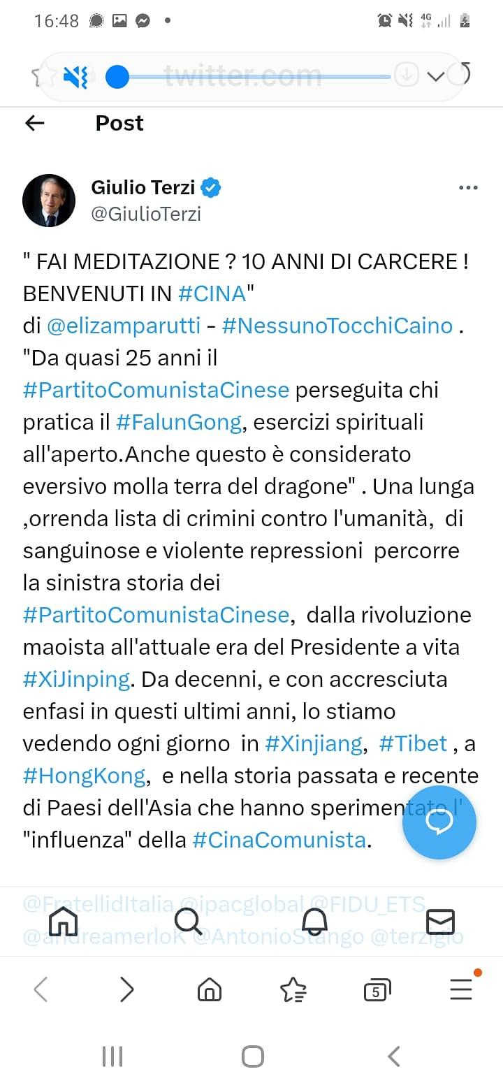 Screenshot Terzijevog retweeta članka i njegov komentar.