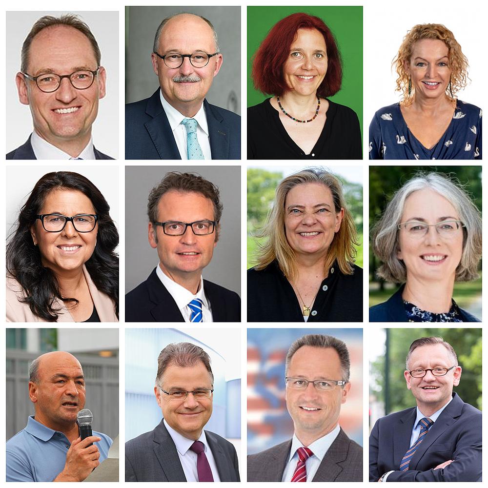 Gornji red (slijeva na desno): Bernhard Seidenath, (član bavarskog državnog parlamenta i glasnogovornik CSU), dr. Michel Meister (član njemačkog Bundestaga i CDU), Astrid Rothe-Beinlich (članica savezne države Thüringen parlamenta i predsjedavajuća poslaničke grupe Zelene stranke) i Martina Feldmayer (članica Hessian Green Party)