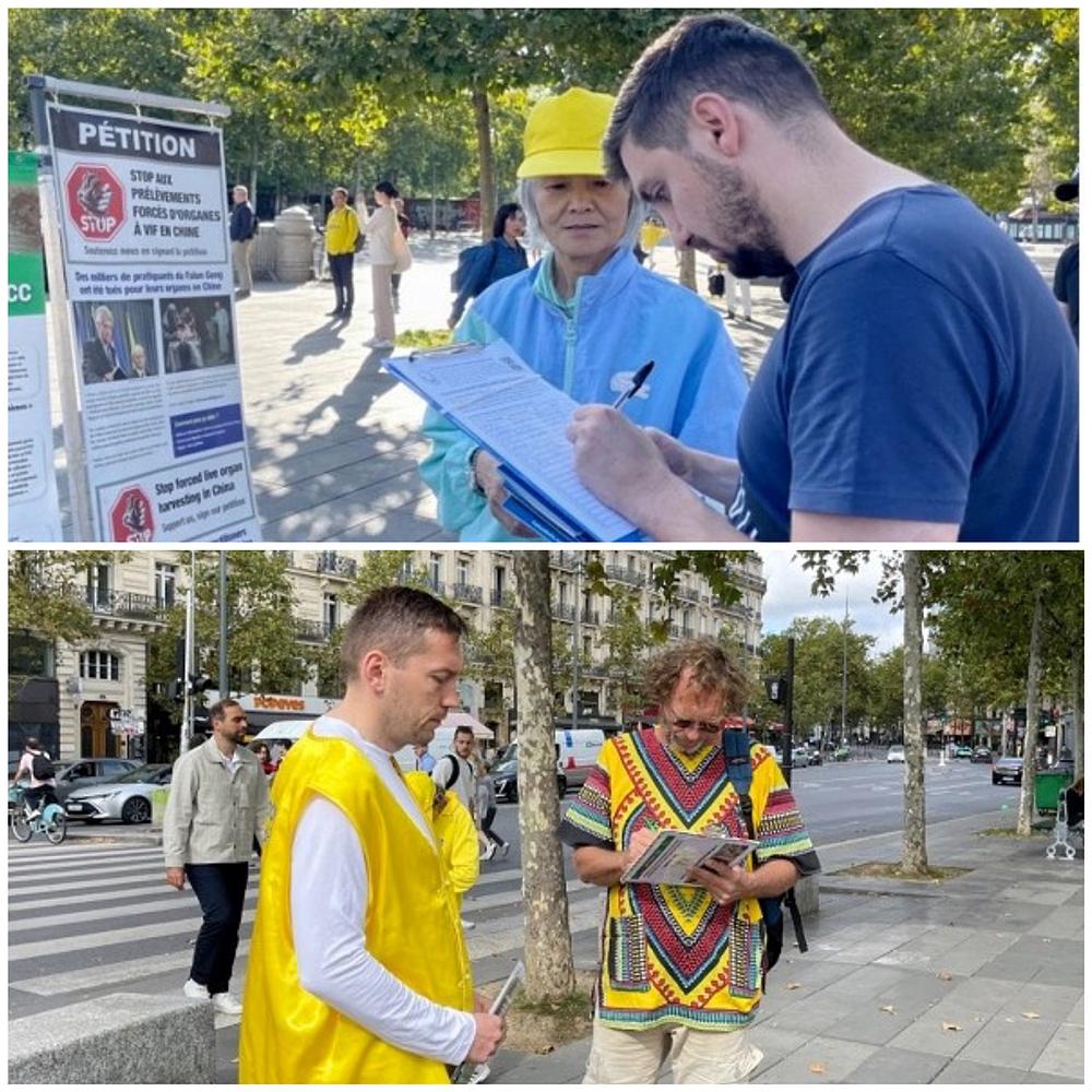 Prolaznici potpisuju peticiju kojom se poziva na prekid progona Falun Dafa u Kini.