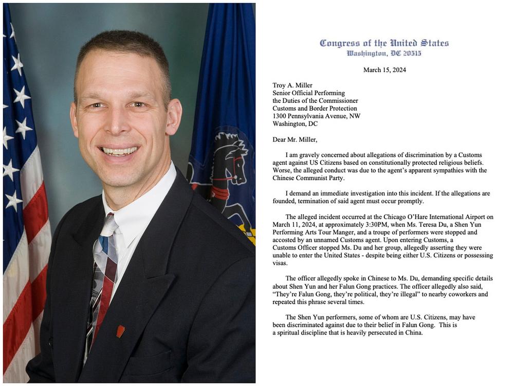 Pismo američkog predstavnika Scotta Perryja carinskoj i graničnoj službi